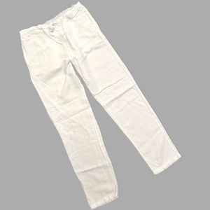 Búho Boys Drawstring Summer Pants Tapered Leg in White